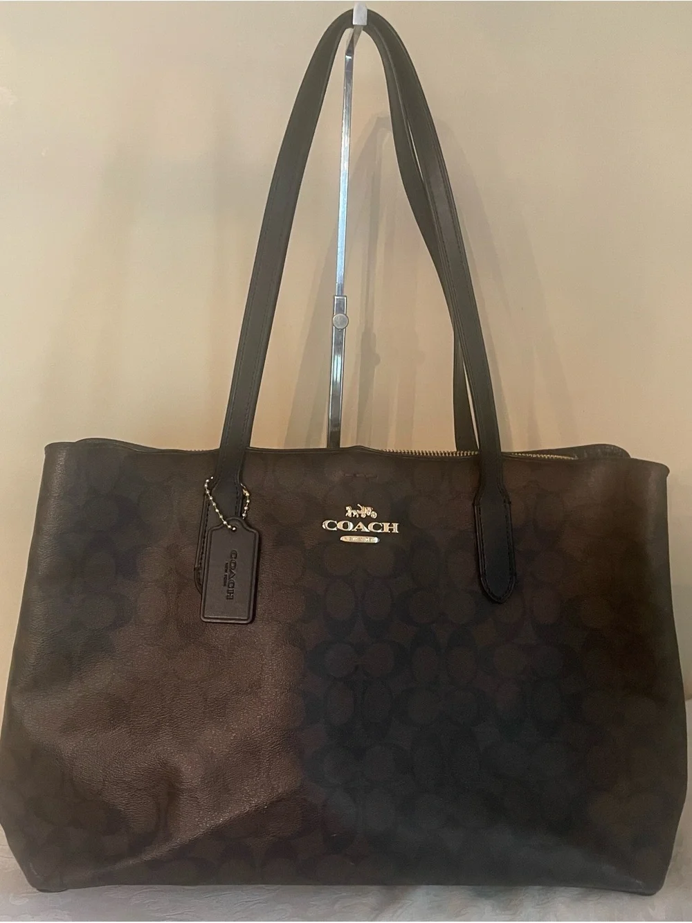 Coach Brown Signature Logo Tote with Gold Hardware